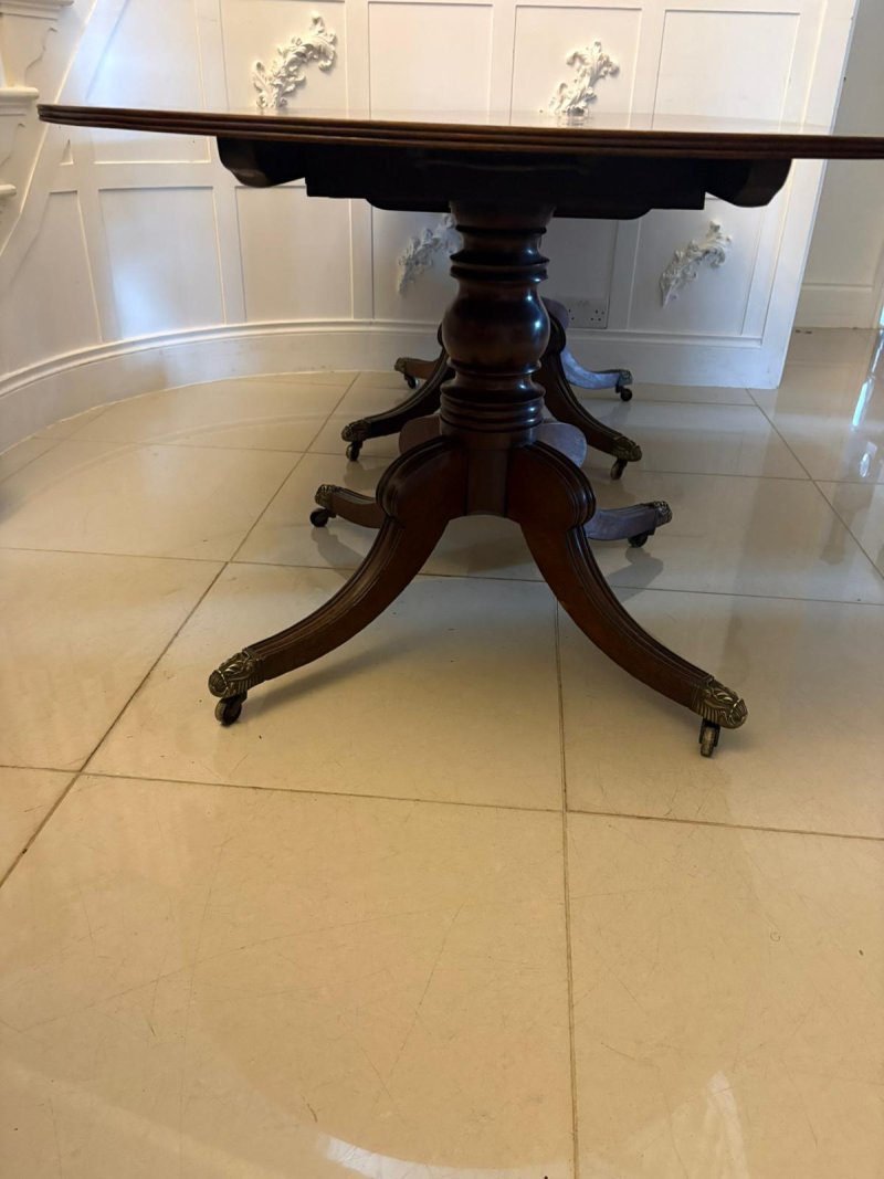 Antique Georgian Three Pillar Mahogany Extending Dining Table 16 Seater - Image 14